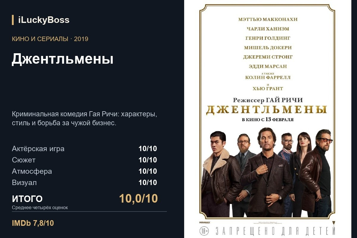 Джентльмены — авторская карточка iLuckyBoss