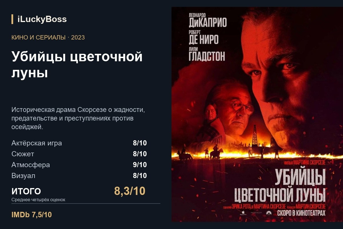 Убийцы цветочной луны — авторская карточка iLuckyBoss