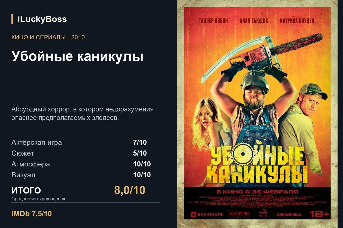 Убойные каникулы — авторская карточка iLuckyBoss